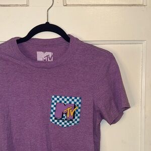 MTV Lavender Short Sleeve Tee with Checkered Pocket